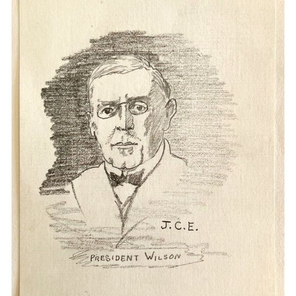 Jerome Eisenberg Woodrow Wilson 1925 Original Art Sketch Pencil 1/1 Signed DWN8C - Picture 1 of 3